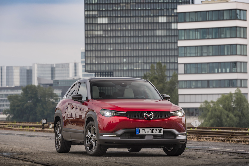 Red Mazda CX30 front parked